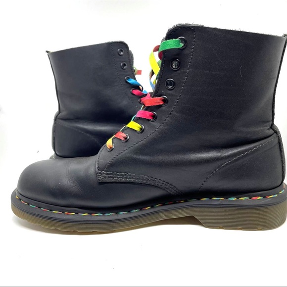 Dr. Martens Pascal Rainbow Combat Boots Style 1460 Lace Up Boots - Picture 4 of 11